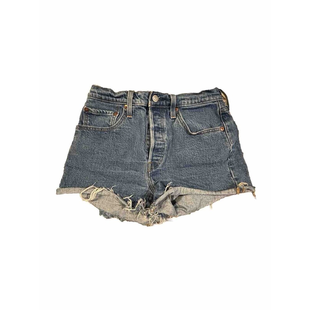 Levi's 501 High Rise Raw Hem Jean Shorts Denim Size W27 5 Button Fly 5 Pocket